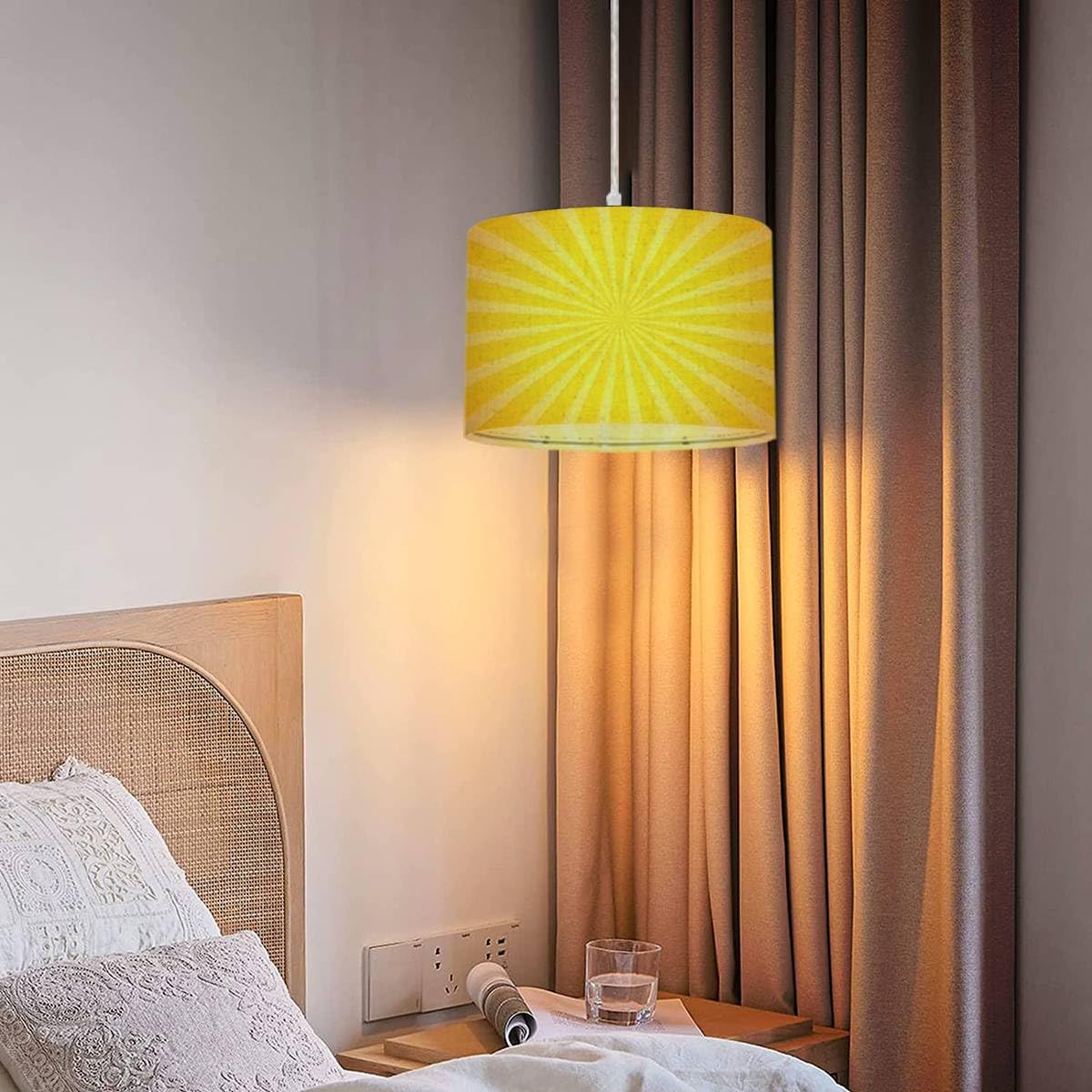EFTOWEL Plug in Pendant Light Yellow Sunshine Colorful Abstract